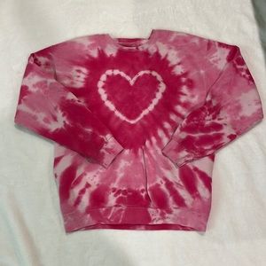 Urban Outfitters Pink Tye-dye Heart Sweatshirt